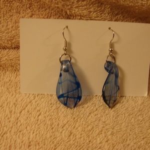 "H-35" Earrings blue and clear